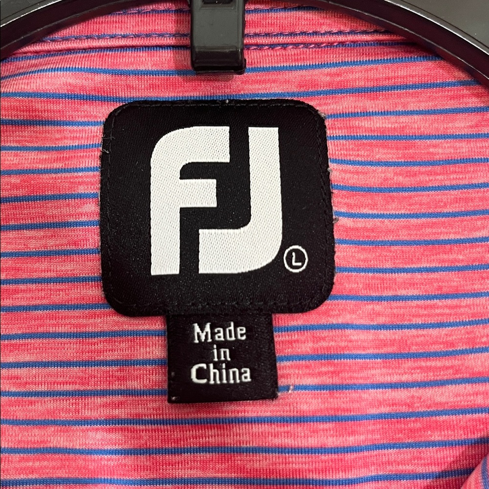 Footjoy pink & blue striped short sleeve golf shirt - Picture 3 of 5